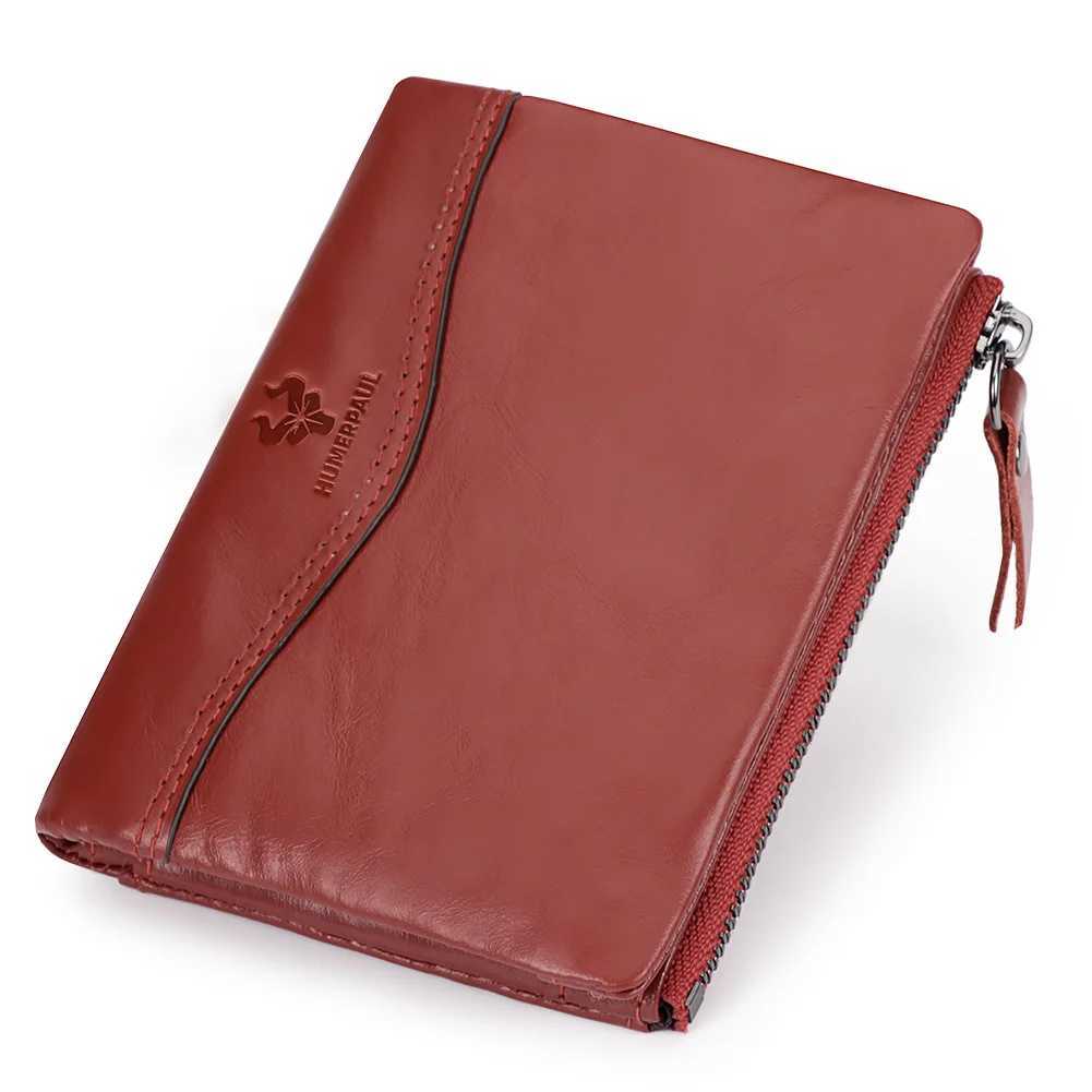 100% Genuine Leather Small Wallet for Wen Bifold Cpact RFID Wallets with Zippet Pocket Short Ladies Mey Clip Y250707