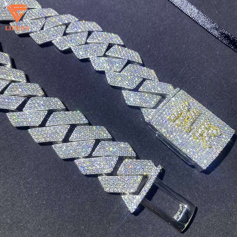 Lifeng Customizable 16mm VVS Moissanite Ice Necklace Silver Miami Cuban Chain with Diamond for Men Custom Jewelry
