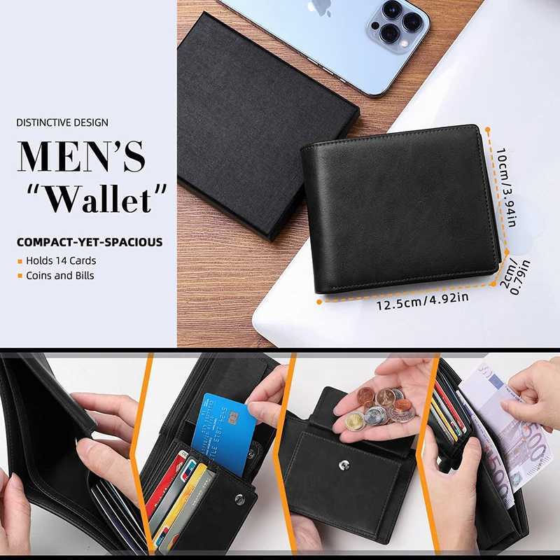 Wallets for Men Multi-Functional RFID Blocking Slim Wallet with 15 Holders Y250707