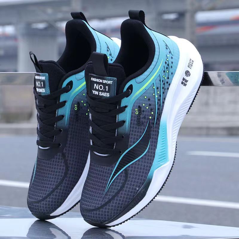 Spring Sneakers Mesh Breathable Running Youth Trend Low-top Thick-soled Lightweight Comfortable Men's Shoes