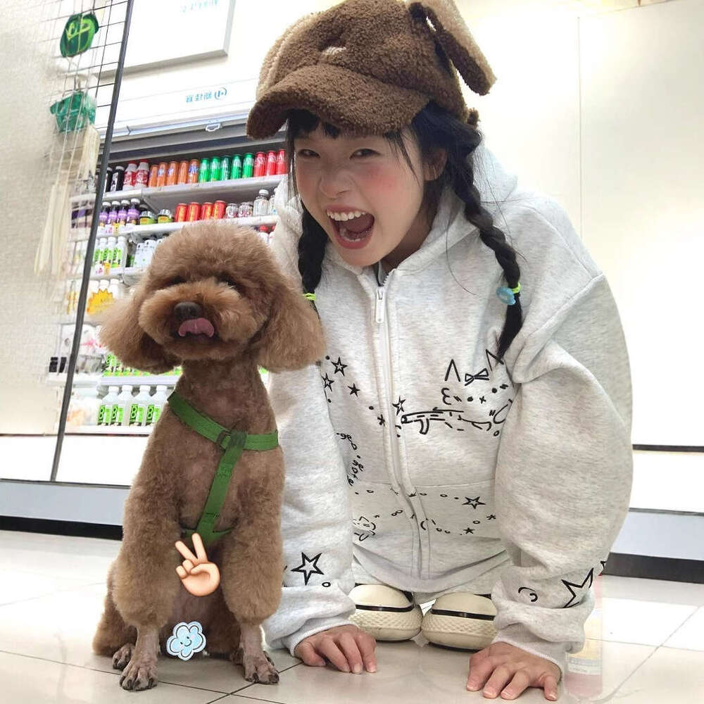 College Style Embroidered Cute Cartoon Hooded Sweatshirt For Women, New Autumn Sweet Loose Casual Jacket, Ins Student B5