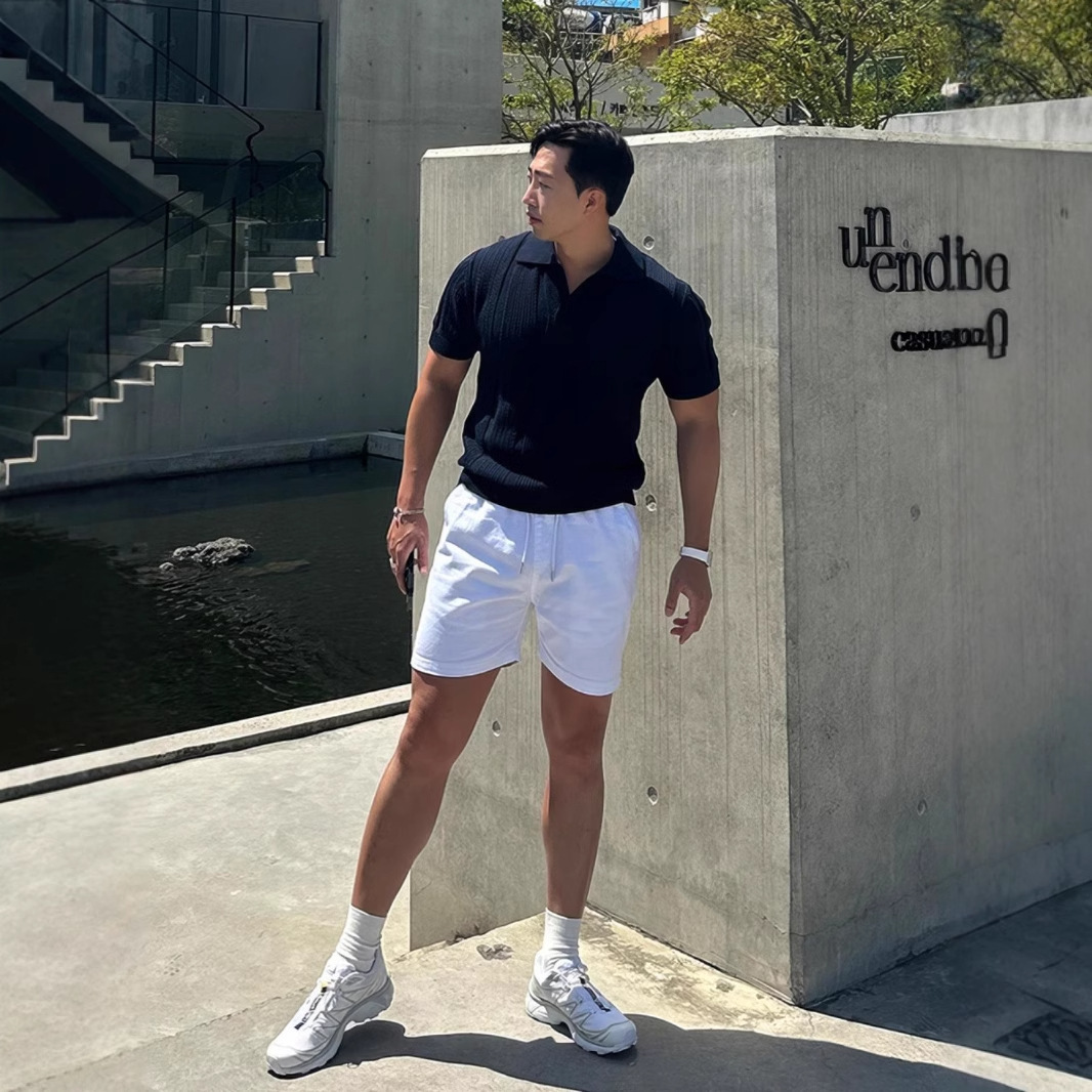 White Hollow Knit Polo Shirt Designer Short Sleeves For Men Summer Trendy Business Commuting Breathable Versatile Loose Half Sleeve T-shirt Top