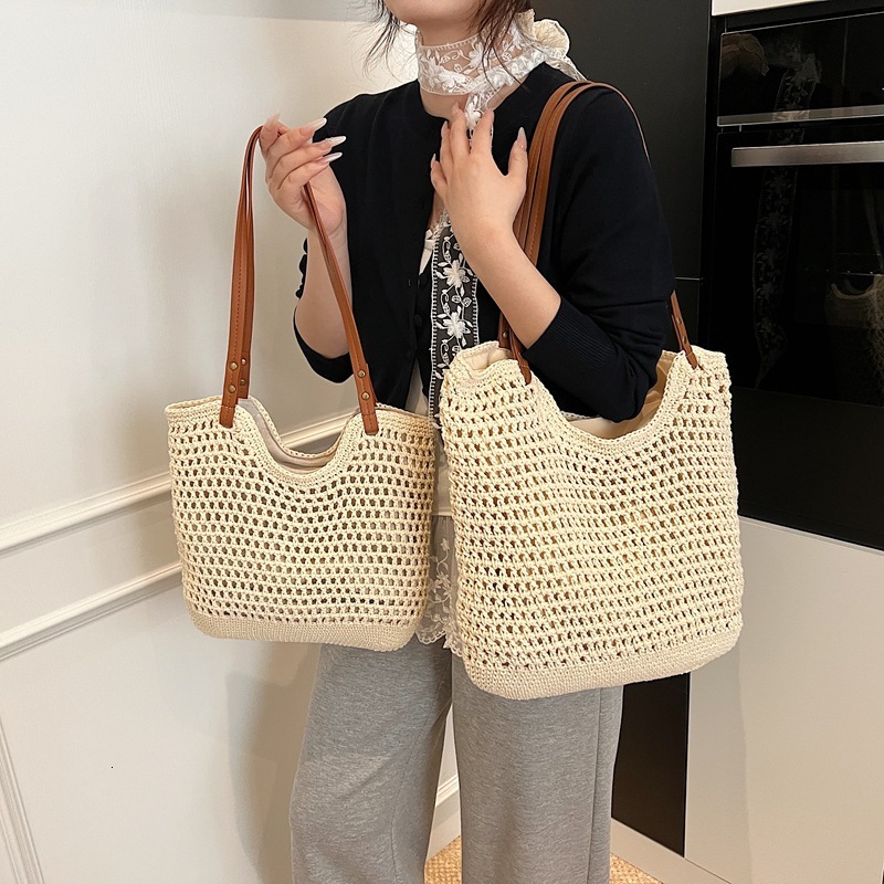 Free shipping designer Hand-woven Bag Women 2025 New Trendy Lazy Style Beach Vacation Shoulder Bag Large Capacity Tote Bag