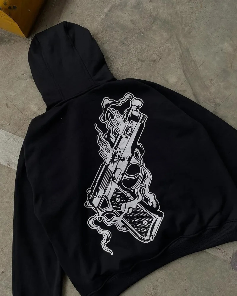2025 Street Harajuku Fashion Clothing European and American Personality Y2k Hoodie Letter Print Fashion Casual Sweatshirt Men 250707