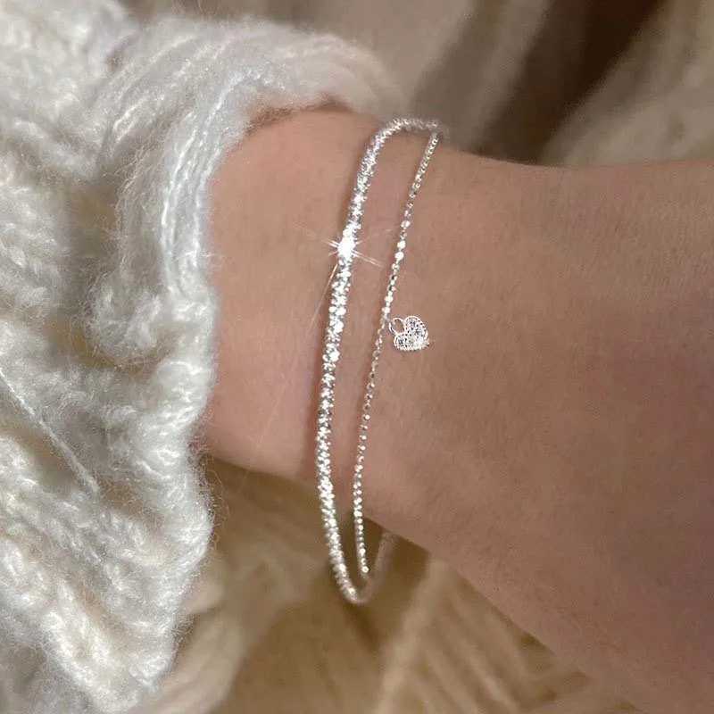 2025 New Arrival Silver Color Cross Sparkling Bracelet For Women Exquisite Shiny Zircon Adjustable Bracelet Jewelry Wedding Gift XJ250707