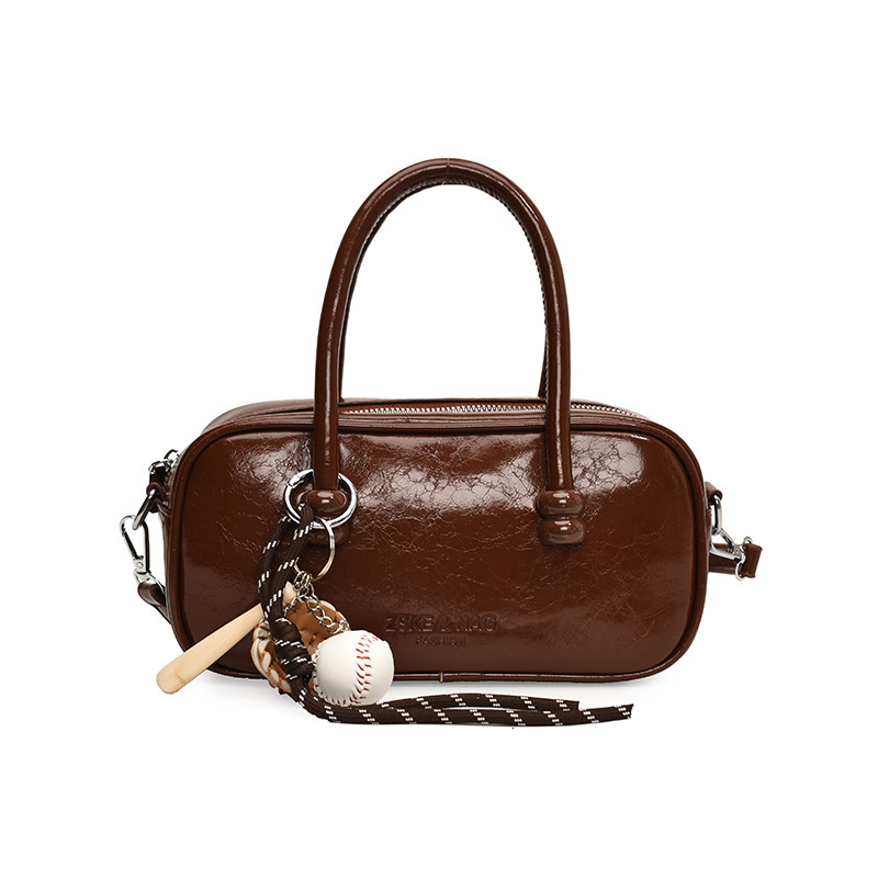 Free shipping designer High-end Handbag Boston Bag for Women New Commuter Shoulder Bag Crossbody Bag Vintage Oil Wax Leather Bowling Bag