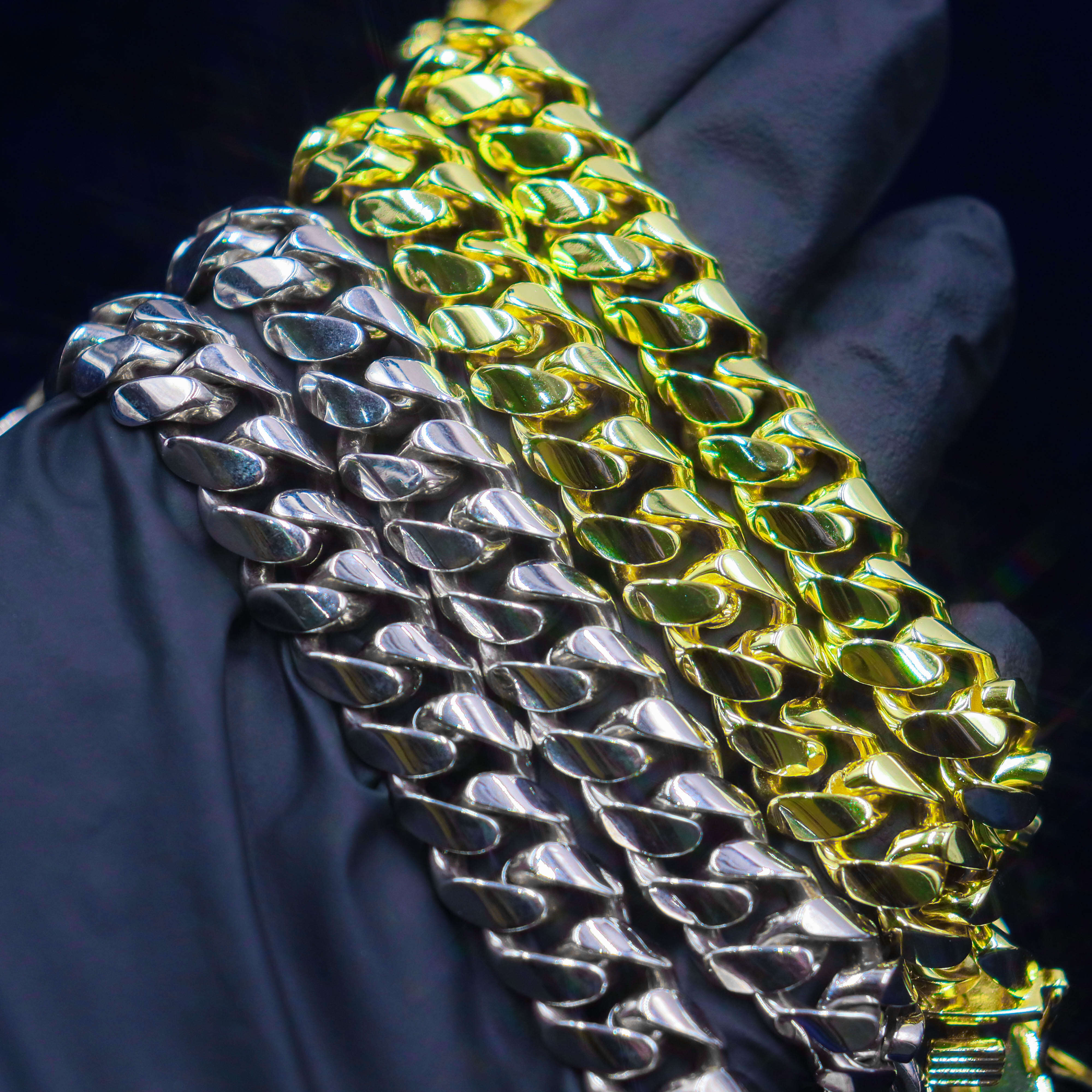 Miami Cuban Link Chain 10mm Hip Hop Jewelry 18K Real Gold Plated Men Necklace Bracelet 925 Silver/Copper Fashion Jewelry