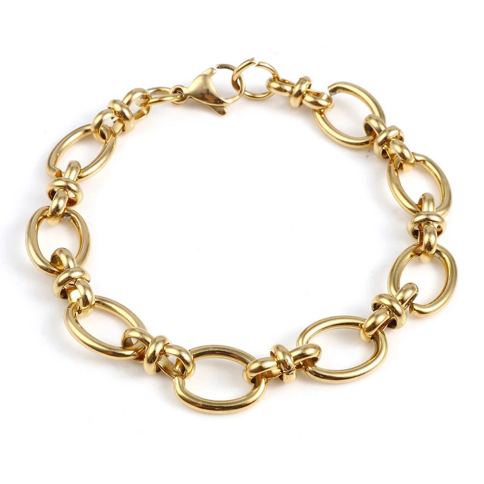 19.5cm long Punk Stainless Steel Oval Bracelets Trendy Chains Bracelet For Men Women Jewelry Gifts Handmade Exquisite Jewelry XJ250707