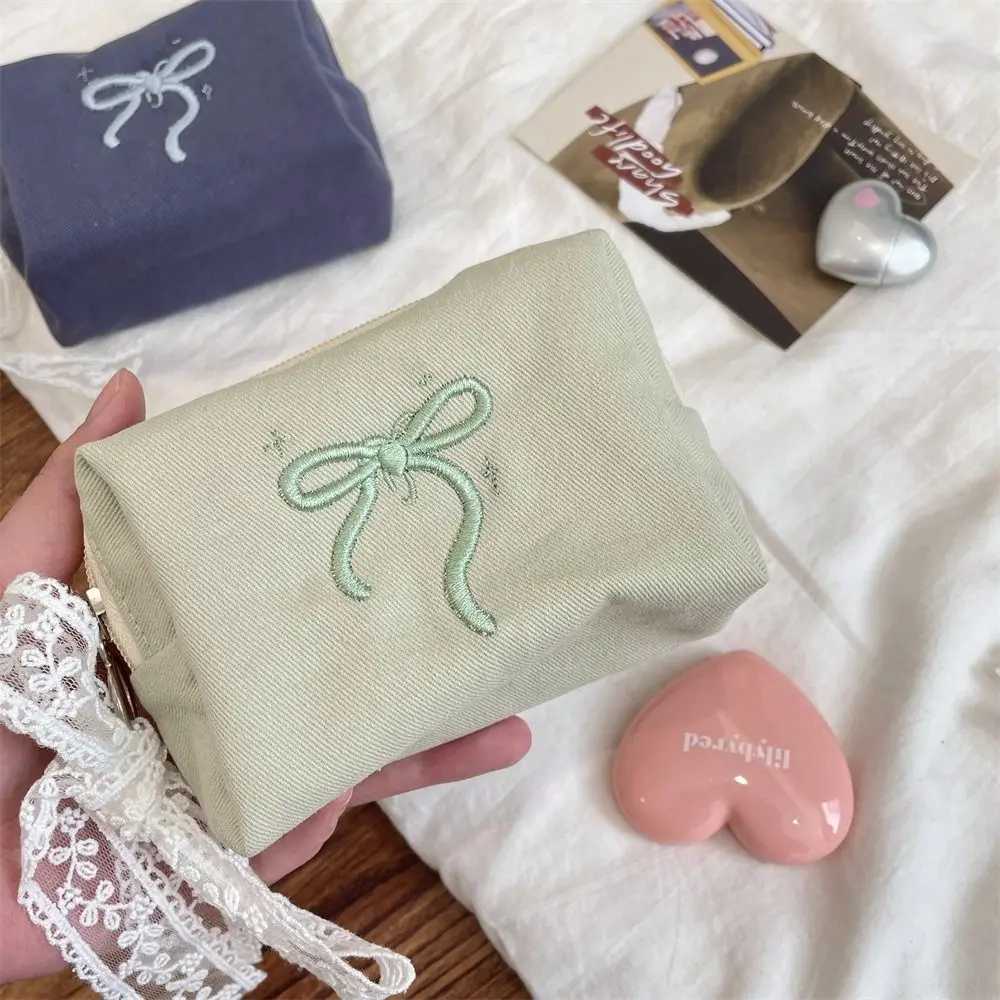 Portable Bow Coin Purse with Lace Ribb Korean Style Cute Zero Wallet Soft Zipper Pouch Sanitary Napkin Storage Bag Earphe Y250707