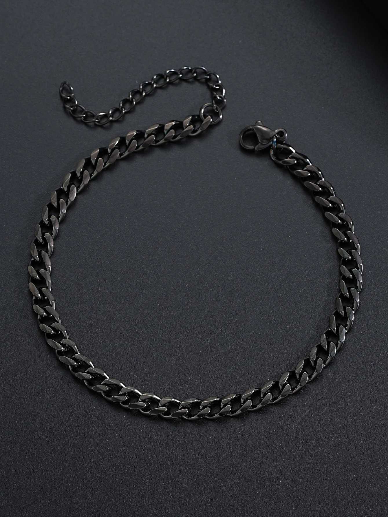 2024 Punk Stainless Steel Gold Color Rope Necklace Bracelet Set Fashion Minimalist Jewelry Set for Men Women Unisex Simple Gift XJ250707
