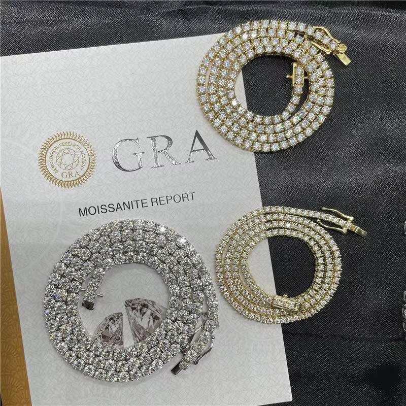 Hot Sale Jewelry Necklaces S925 Sterling Silver Tennis Necklace Free Fire Moissanite Diamond Choker Necklace Hip Hop Jewelry