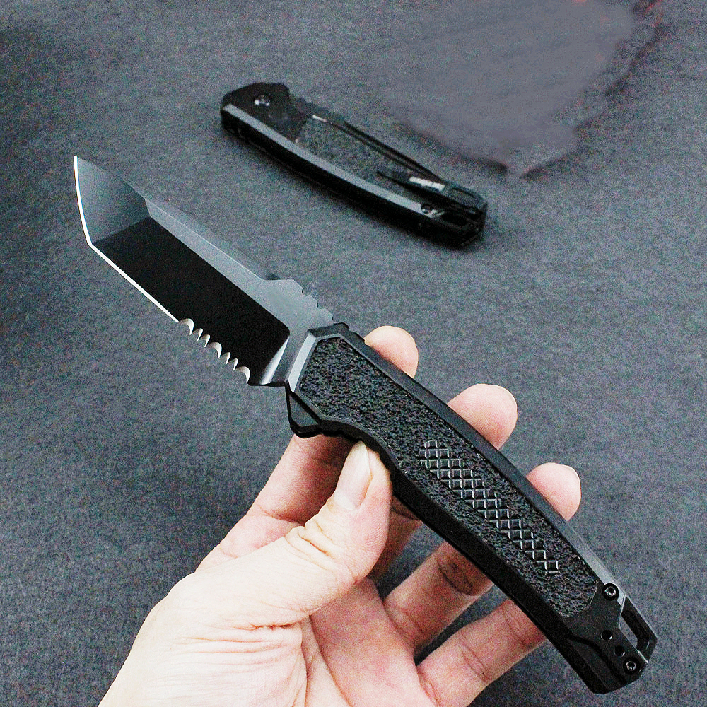 7105 Launch 16 Tactical Knife CPM154 Titanium Coated Serrated Blade CNC Aviation Aluminum Handle Outdoor Camping EDC Pocket Knives