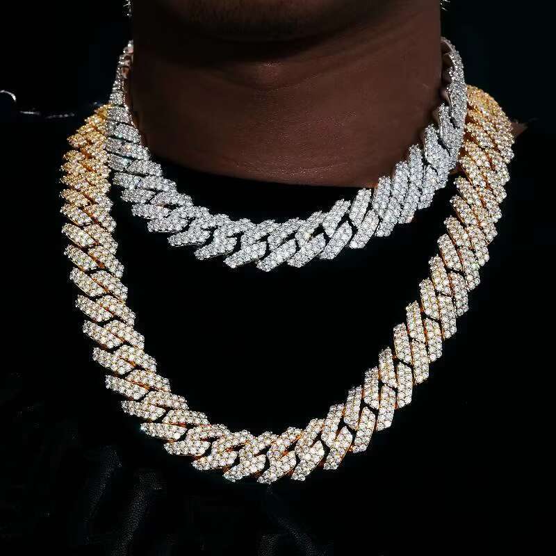 19MM Iced Out Hip Hop Jewelry Cuban Link Chain Gold Silver Plated Bling Miami CZ Diamond Chain for Men