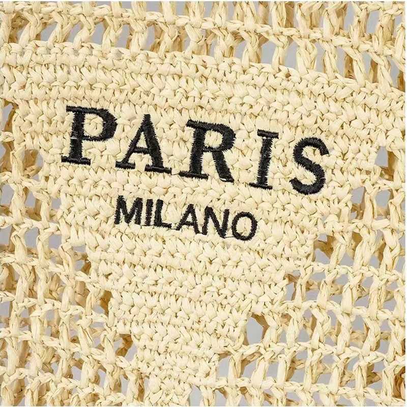 Summer beach fashion hollow straw womens shoulder bag designer letter woven womens handbag casual handmade handbag Z250707