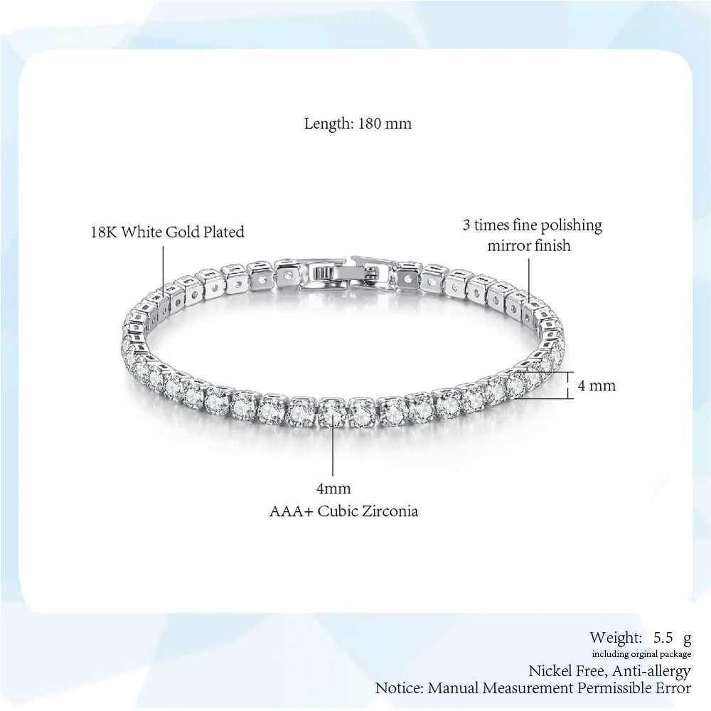Colorful Zircon Tennis Bracelet Bangle for Women Luxury Silver Color 4mm Rainbow Crystal Hand Chain Jewelry Friend Gifts H229 XJ250707