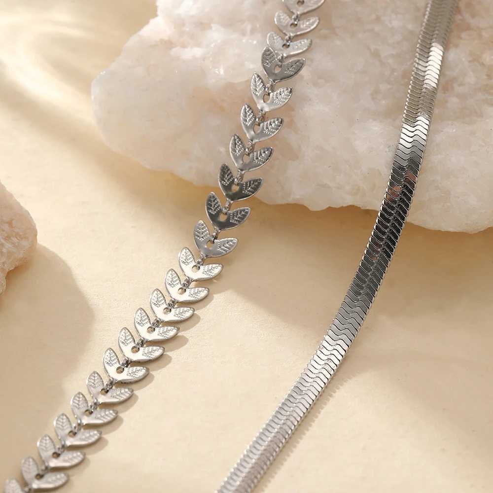 Stainless Steel Anklet Creative Splicing Wrap Around Leaf Design Blade Chain Anklet For Women Jewelry Goddess Banquet Fine Gifts XJ250707