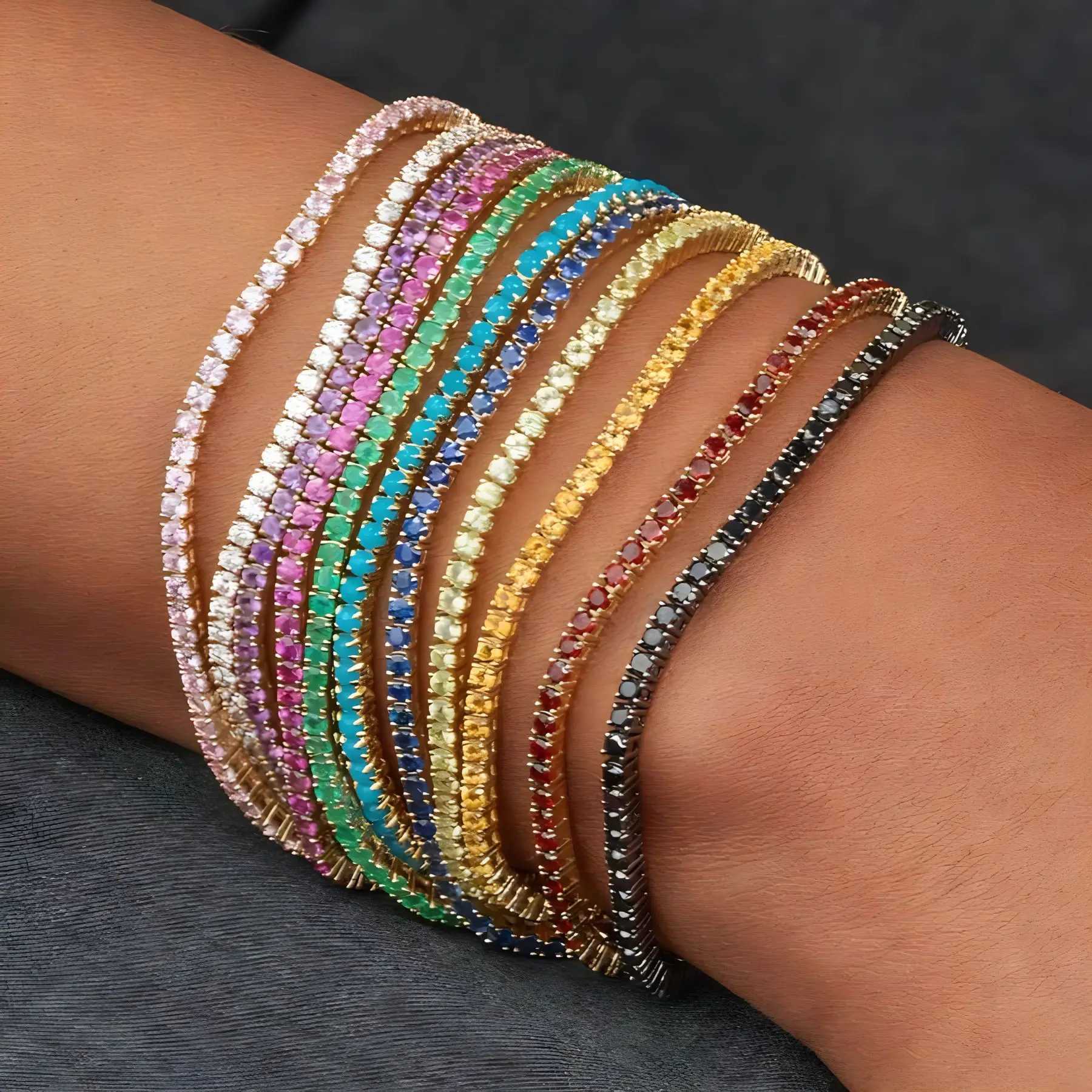 11PCS Fashion Shining Bracelet Stack Exquisite Rhinestone Elasticity Bracelet XJ250707