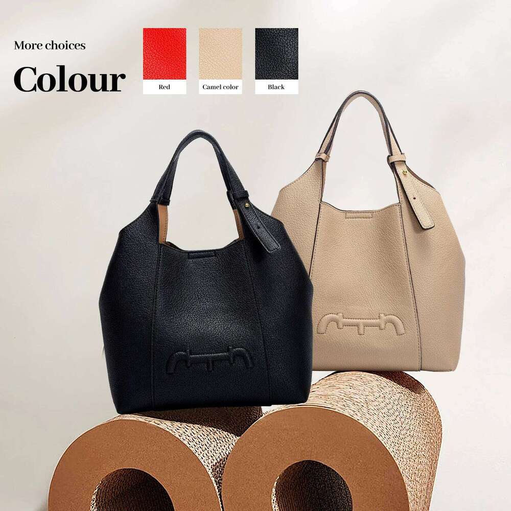 Versatile Commuter Large Capacity Handbag Retro Style Women's New 2024 Solid Color Shoulder Bag