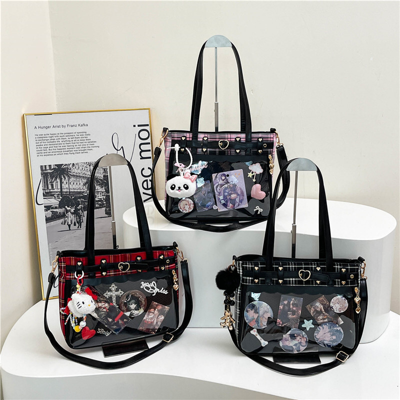 Free shipping designer Japanese Style Transparent Badge Pain Bag JK Uniform Bag Women Anime Exhibition Single Shoulder Bag Crossbody Bag Commuter Bag 