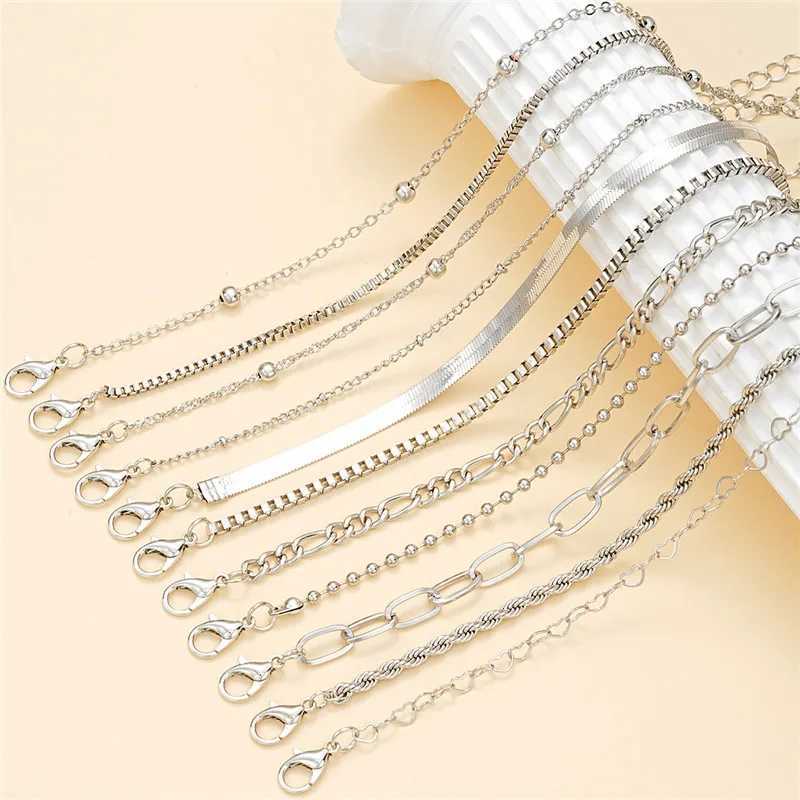 11pcs/set Silver Color Chain Bead Bracelets for Women Simple Elegant Vacation Beach Party Casual Jewelry Versatile Daily Wear XJ250707