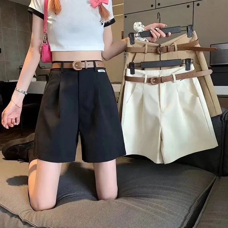 2025 Womens Summer Shorts Pants Casual Loose Wide Leg Solid Matching Females Short Trousers Elegant Office Lady 250704