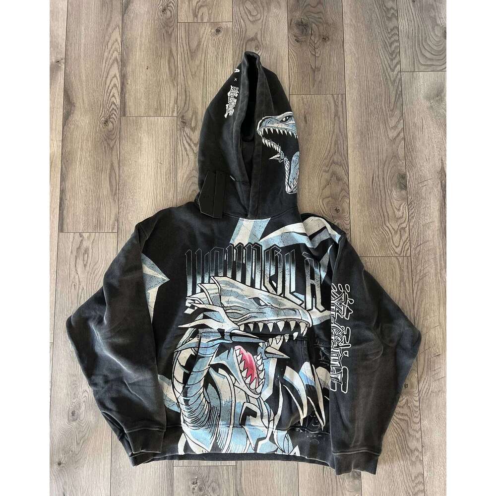 Blue-Eyes White Dragon Hoodies Sport Grunge Streetwear Sweatshirt Tops Oversized Hoodie Gothic Cotton Haruku Men Y2k Clothing