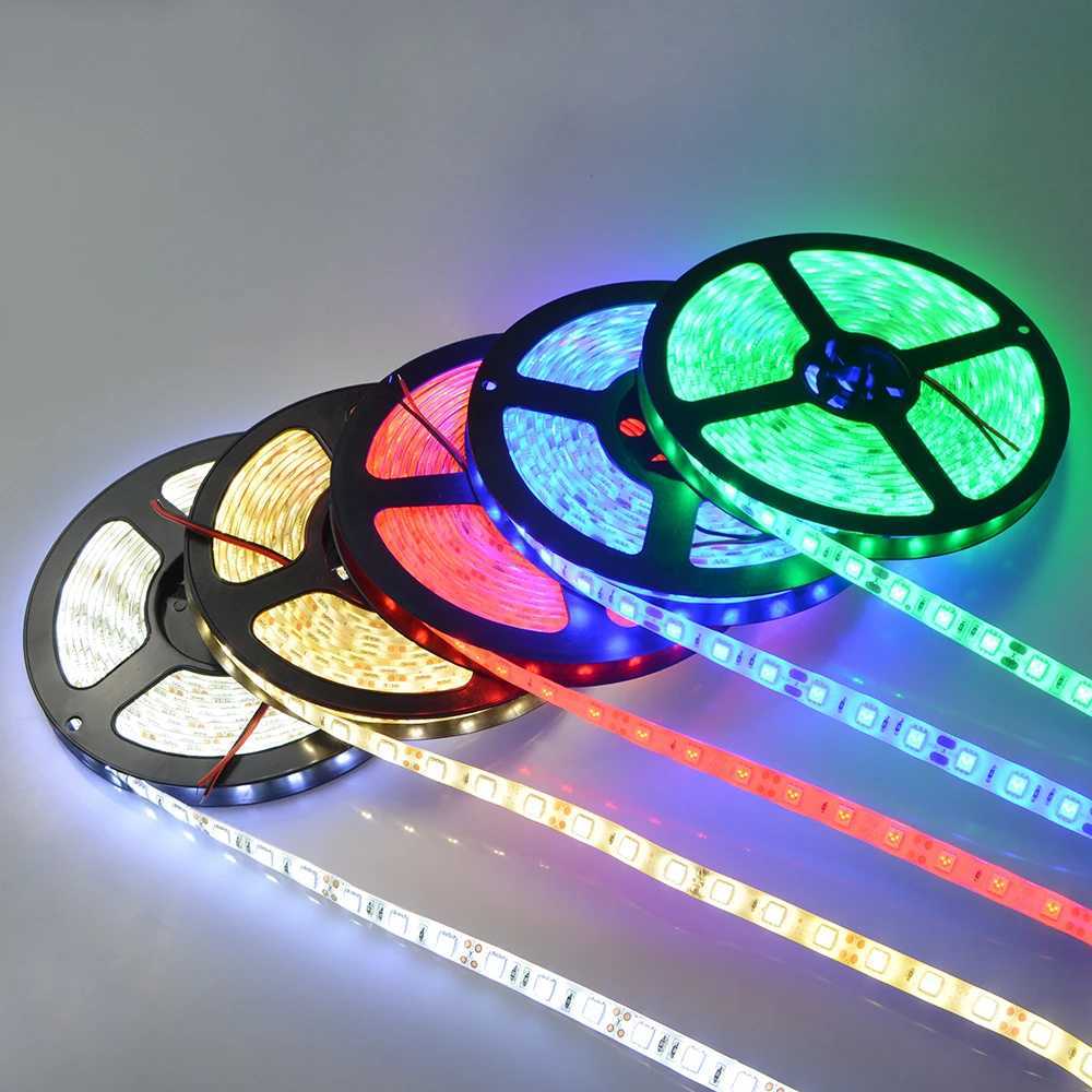 6 Colors 5050 SMD LED Strip Light Tape 5M 12V RGB RGBW RGBWW Waterproof Decoration String Lamp 60LEDs/M YellowPinkIce Blue W250701