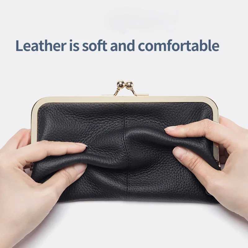 New Genuine Leather LG Clutch Wallet Clip Bags Vintage Coin Purse Card Holder Key Lipstick Storage Phe Pouch Case For Women Y250707