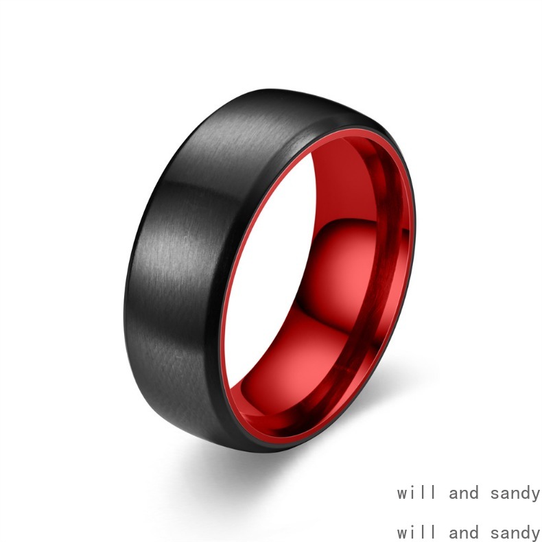 8mm Stainless Steel Two-tone Matte Ring Band Simple Engagement Wedding Ring for Women Men Charm Gift Fashion Designer Jewelry Father Day Birthday Christmas Gift