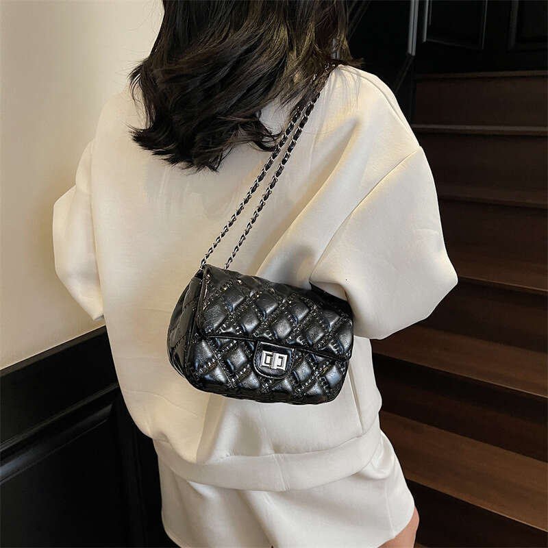 Quilted Chain Handbag Saddle For Women 2025 Spring New Trendy Shoulder Textured Crossbody Small Square Bag