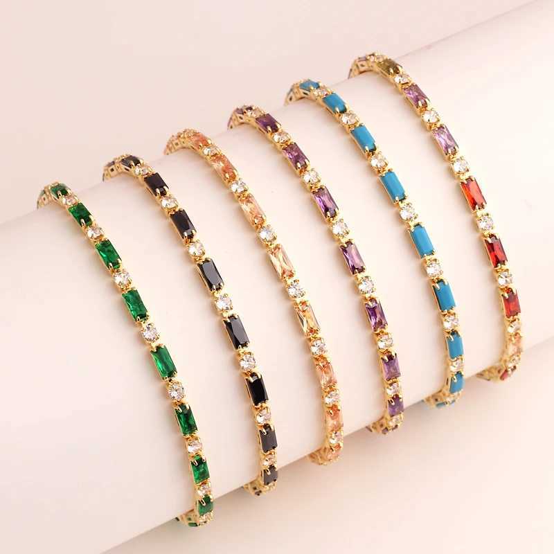 Luxury Rainbow Iced Out Zircon Tennis CZ Bracelet Womens Stretch Adjustable Bracelet Hippie Fashion Accessories Jewelry GiftsXJ250707