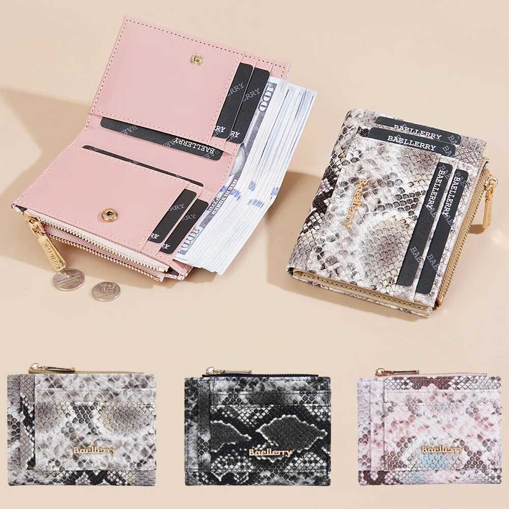 Fi Snake Pattern PU Leather Wens Short Wallet Trendy Card Slot Ladies Bifold Cluh Purse ID Card Holder Mey Bag Y250707