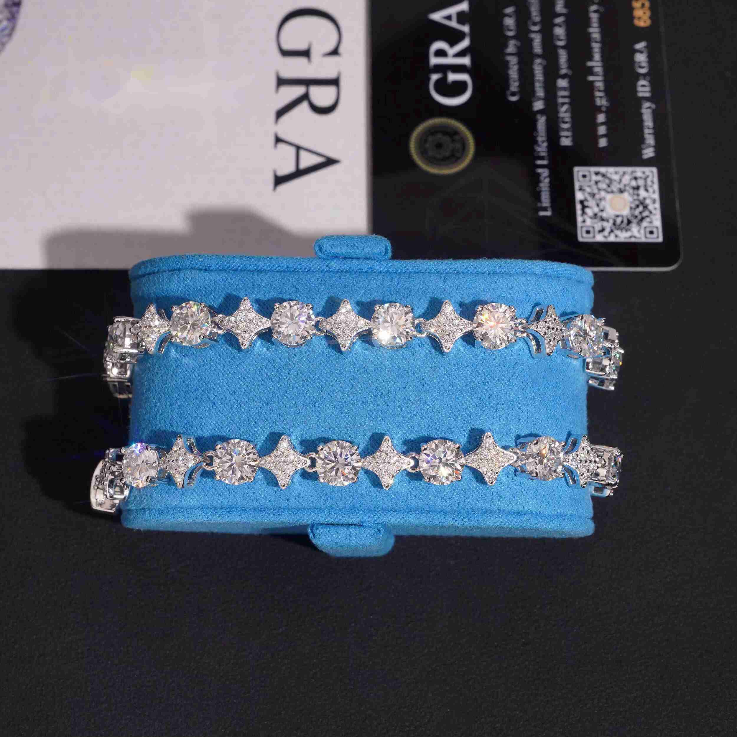 Fine Jewelry Fashion Elegant 925 Silver GRA Certified Moissanite Diamond Bracelet Hip Hop High Quality