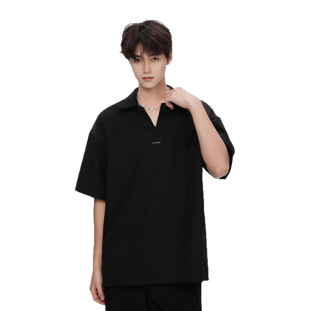 270g Lelis Fake Two-piece Polo Collar Short Sleeve T-shirt For Men Summer Loose American Style Trendy Designer Short Sleeves Brand Half Sleeve Tee