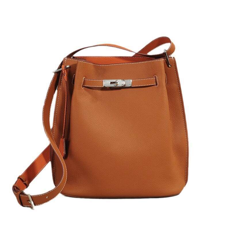 Leather Bag Bucket Bag New Top Layer Cowhide Handheld Shoulder Women S Large Capacity Casual Fashion Genuine Leather Bucket Bag Tote Bag