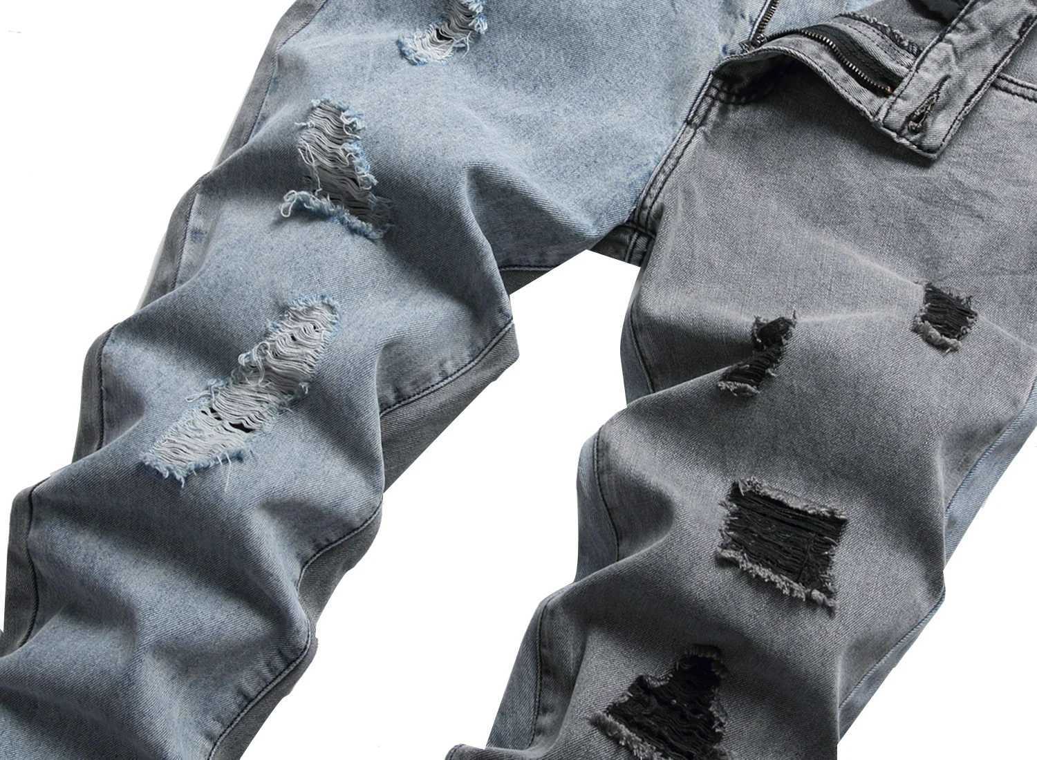 Mens ripped jeans Slim casual two-tone jeans Mens ripped jeans Mens ripped jeans XJ250707