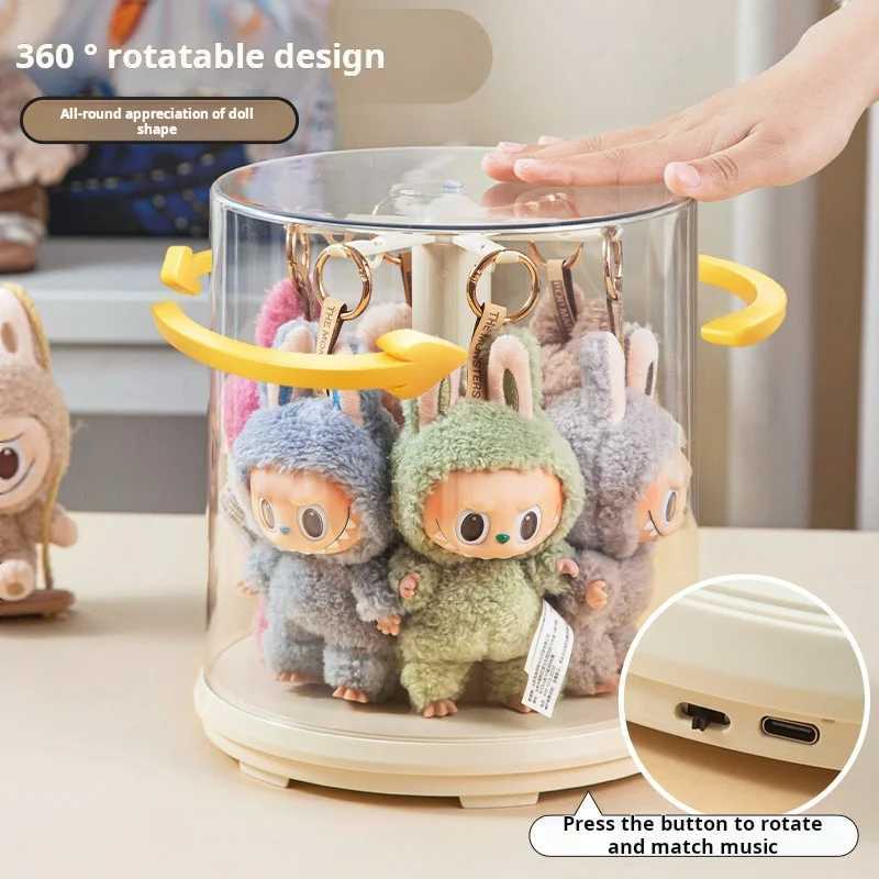 Labubu Hanging Ornament Display Box Transparent Rotating Labubu Plush Toy Doll Figurine Blind Box Storage Display Stand L250705CRU8