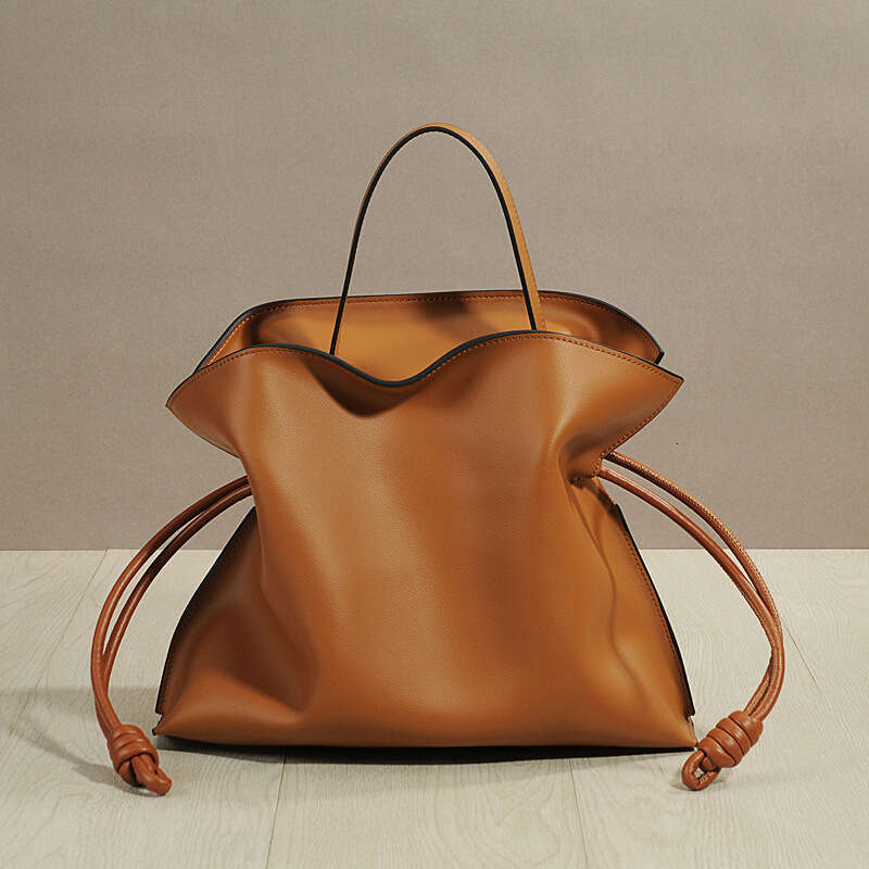Leather Bag Bucket Bag Genuine Crossbody Lucky French Style High End Design Cowhide Women S Light Luxury Soft Leather Drawstring Shoulder Bag Tote Bag