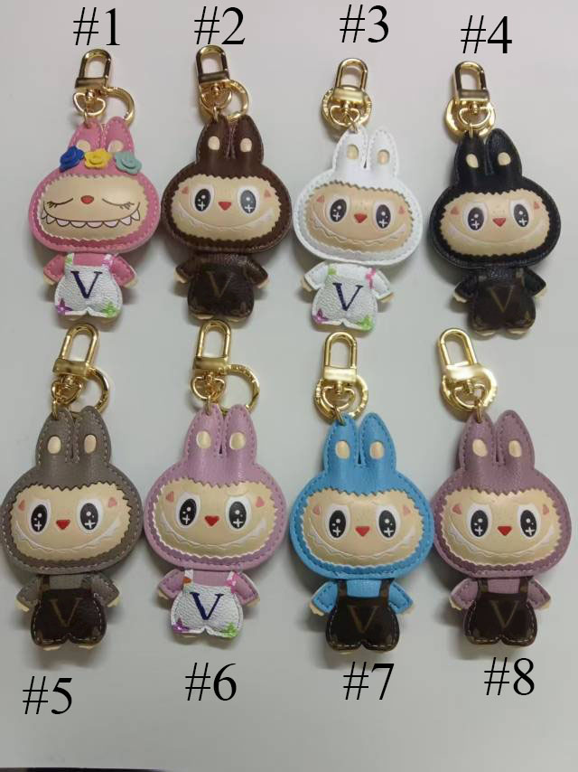 8Style Labubu Doll Keychain Lanyards Key Chains & Ring Holder Flower Letter Print Geometry Keychains For Porte Clef Gift Men Women Car Bag Pendant Fashion Accessories
