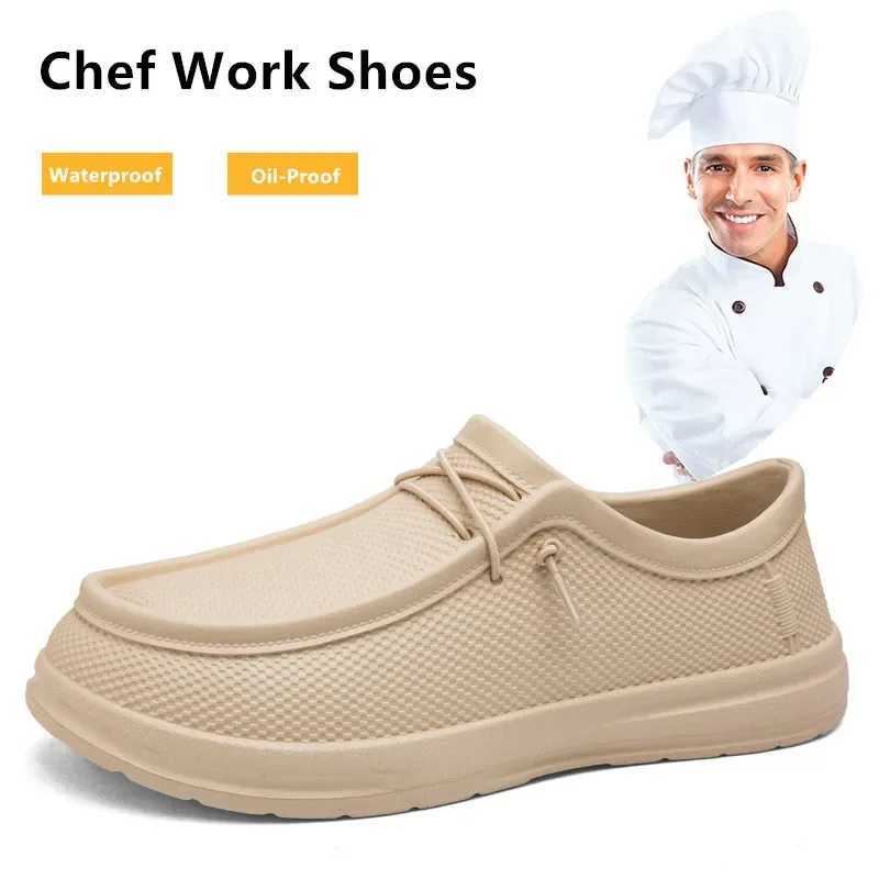 Mens Kihen Working Shoes Non-slip Waterproof Chef Shoes Fion Men Casual Work Shoes Outdoor Water Shoes Plus Size 40-47 Y250707
