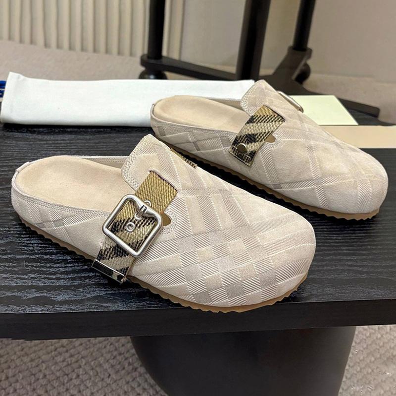 Designer Clog Mules Suede Sandal Flat Comfort Slides Platform Slipper House Beach Black Grey Men Women Size 35-46