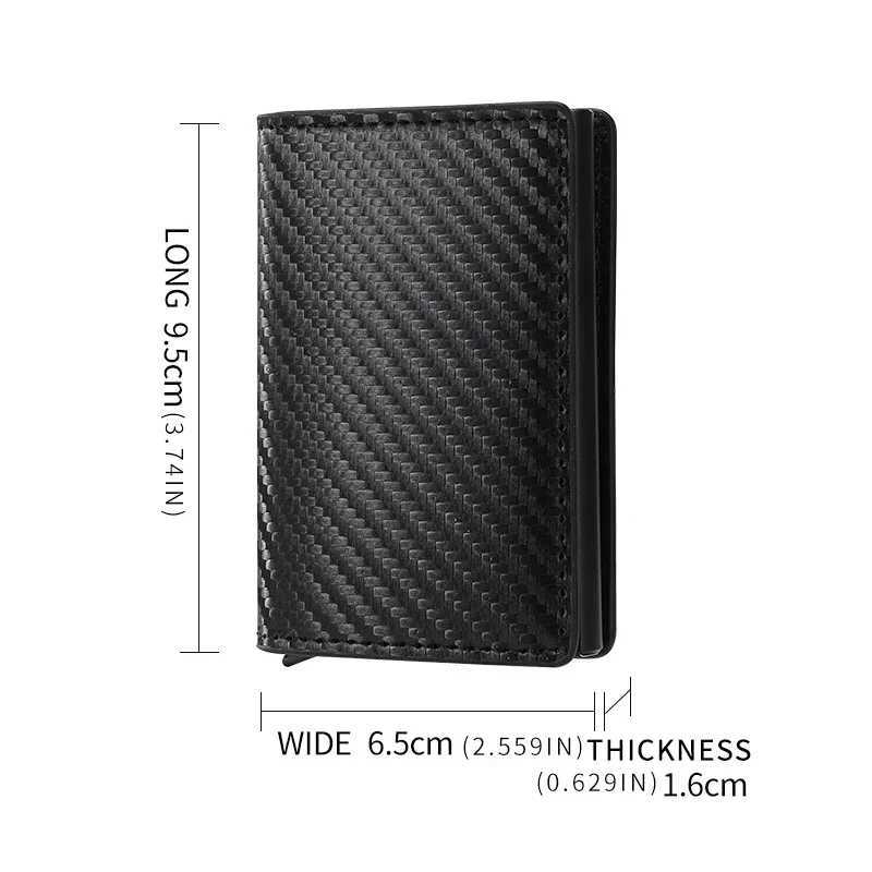 Carbfiber Holder Wallet Men RFID Smart Meral Thin Slim Pop Up Minimalist Wallet Small Black Purse Metal Wallet Y250707