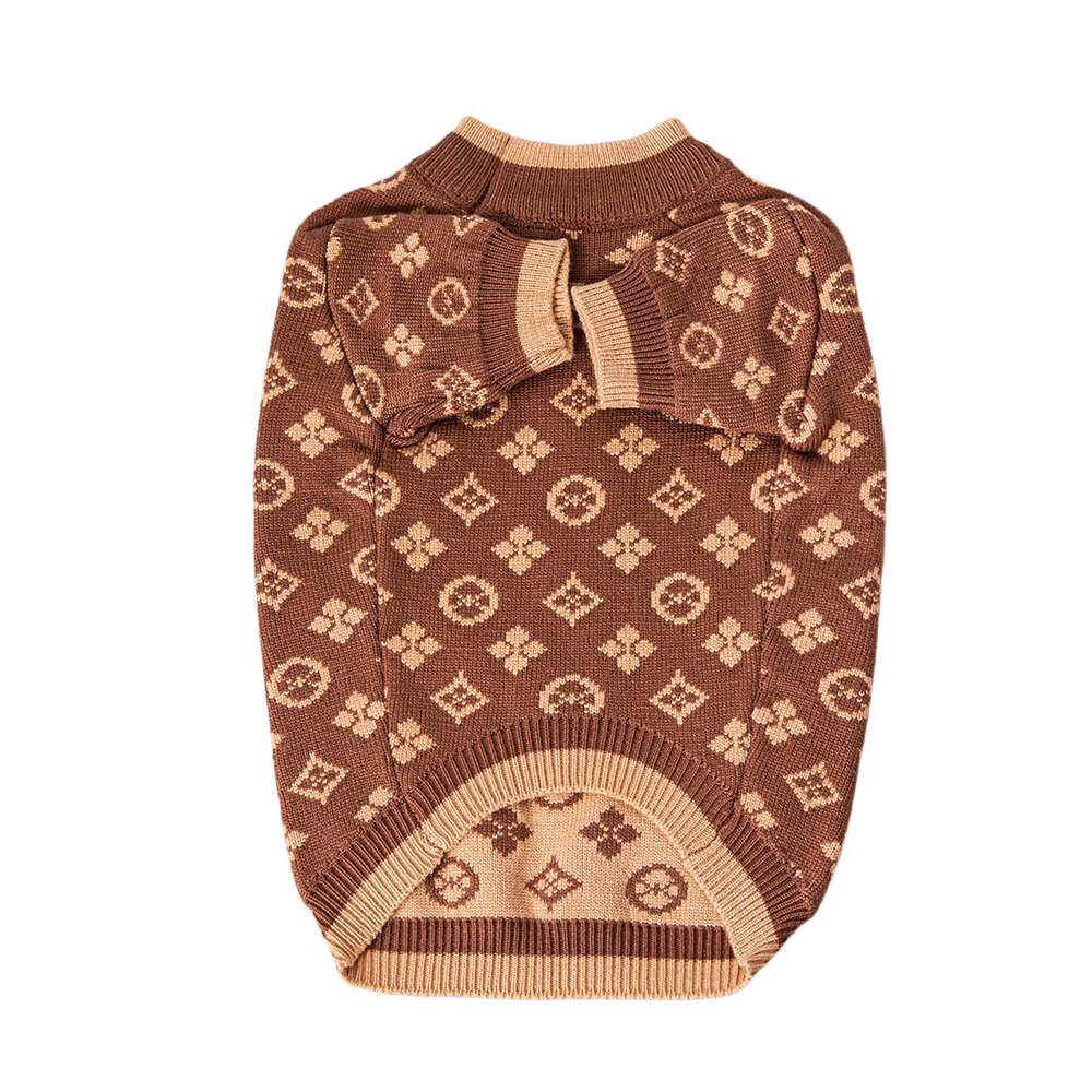 Luxury Pets Clothes Dog Sweater for Small Medium Dogs Soft Warm Winter Classic Floral Pattern Puppy Clothes Cute Christmas Coat for Puppies, Cats, Gir