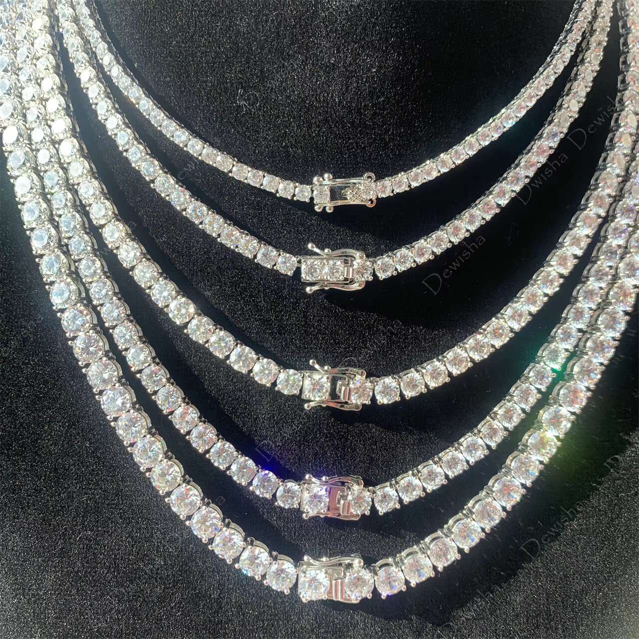 Hip Hop Iced Out VVS 925 Sterling Silver Moissanite Men Women Tennis Chain Necklace and Bracelet