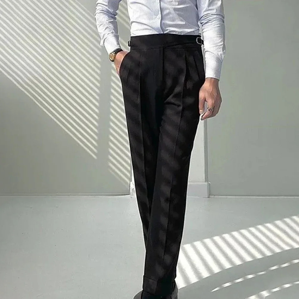 Mens Naples Commuting Pants Paris Buckle Business Casual Pants Fashion All-Match Trend Straight Trousers Male MenS Wear 250707