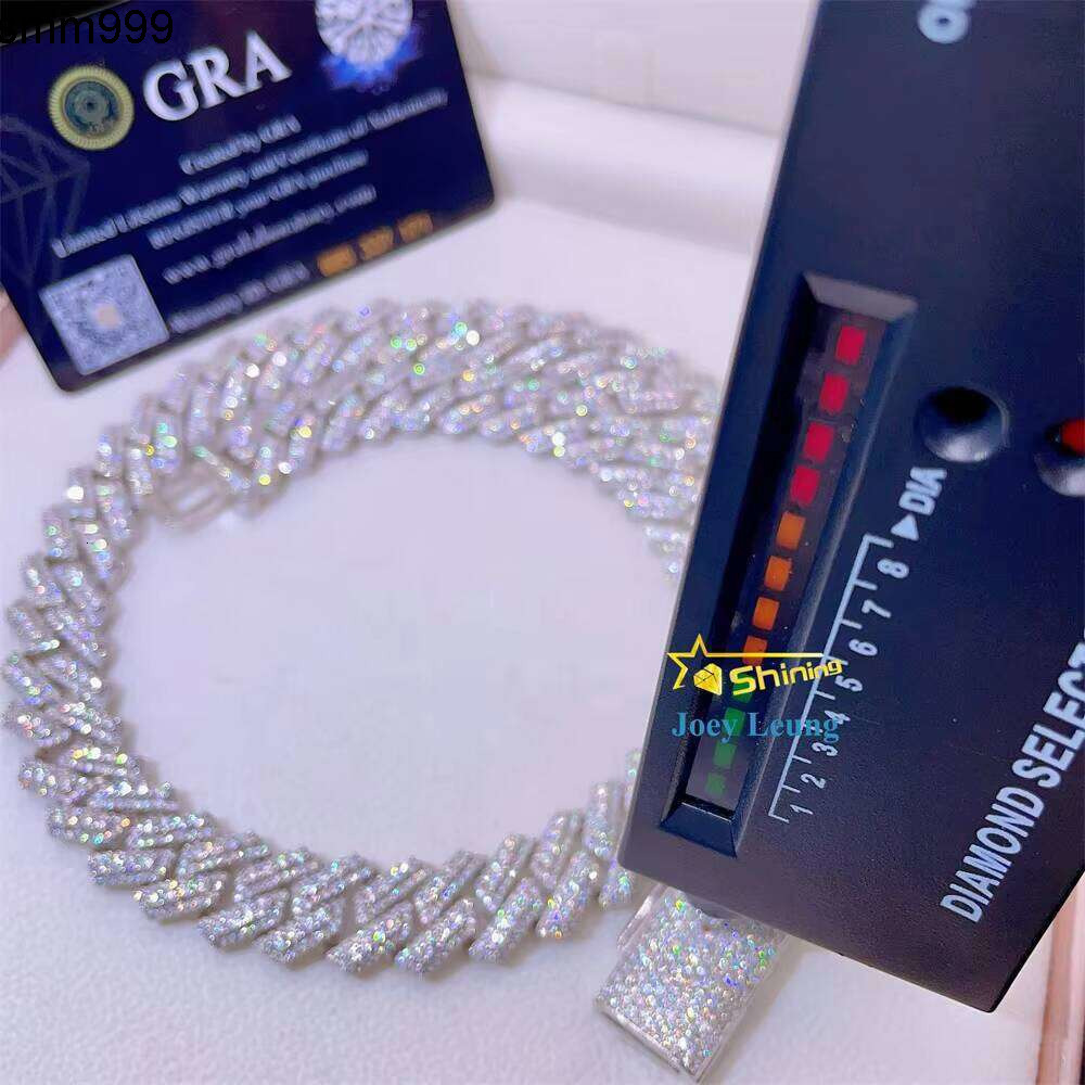 Solid Gold Plated 15Mm Wide Big Stone Sier Iced Moissanite Cuban Link Rapper Hip Hop Chain For Mens