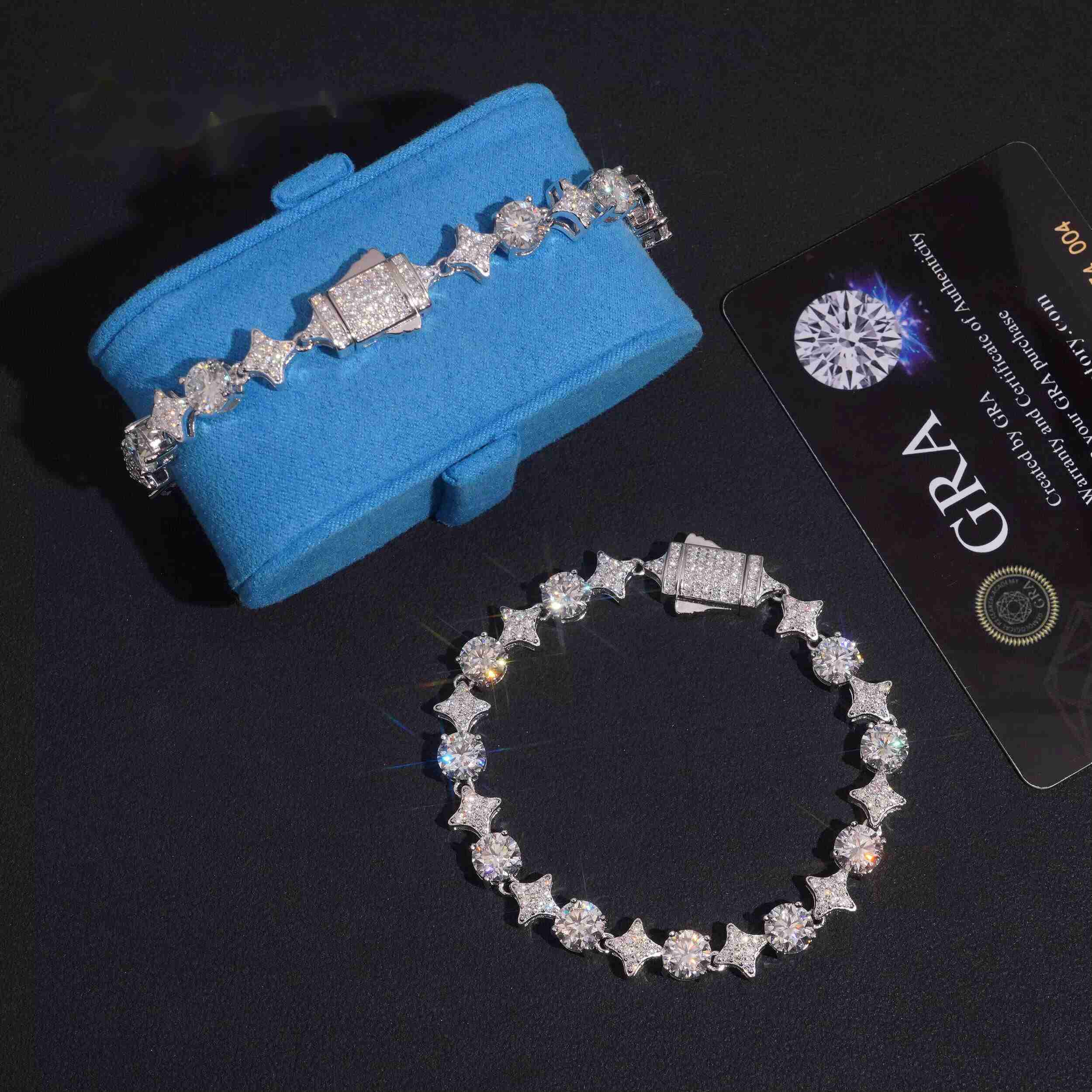 Fine Jewelry Fashion Elegant 925 Silver GRA Certified Moissanite Diamond Bracelet Hip Hop High Quality