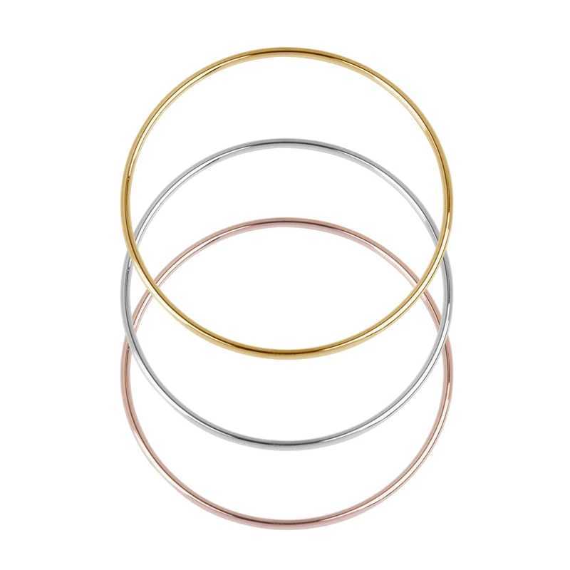 Fashion Stainless Steel Bangles Bracelets Gold Color Round Circle Bracelet For Women Party Jewelry 22cm - 18.5cm Length 1 PieceXJ250707