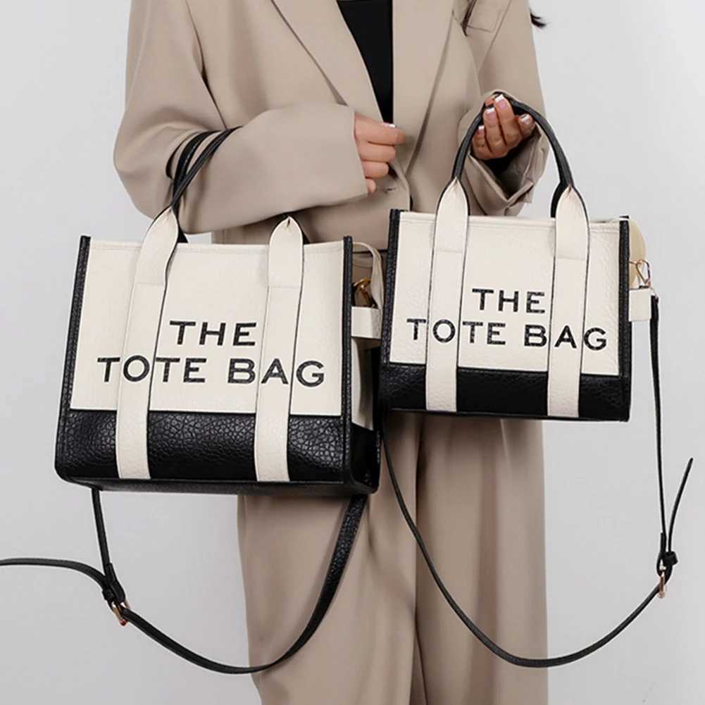 PU Leather Women Handbags Letter Commute Bag Casual Large Capacity Adjustable Strap Simple Portable for Weekend Va ion