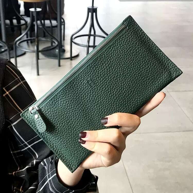 Genuine Leather for Women Long Style New Ultra-thin Clutch Wallet Niche Design Exquisite High-end